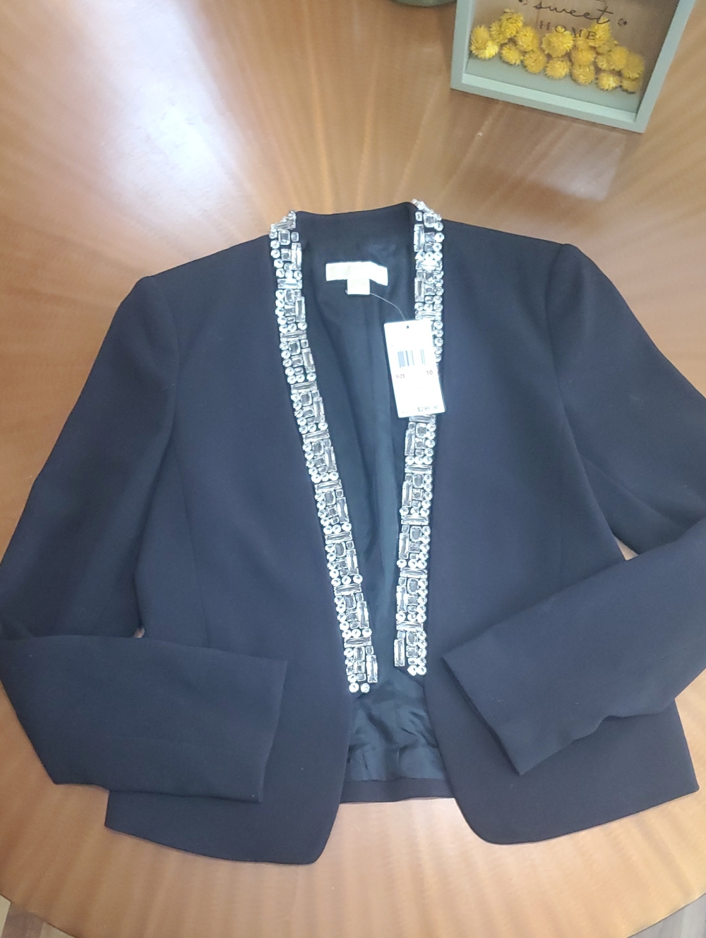 Michael Kors Black Blazer with Jeweled Trim Cute Style Femenima
